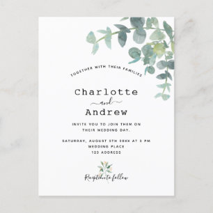 Eucalyptus greenery botanical white wedding postcard