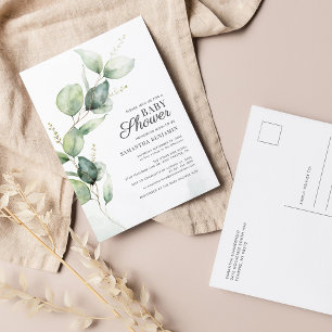 Eucalyptus Greenery Boy Baby Shower Invitation Postcard