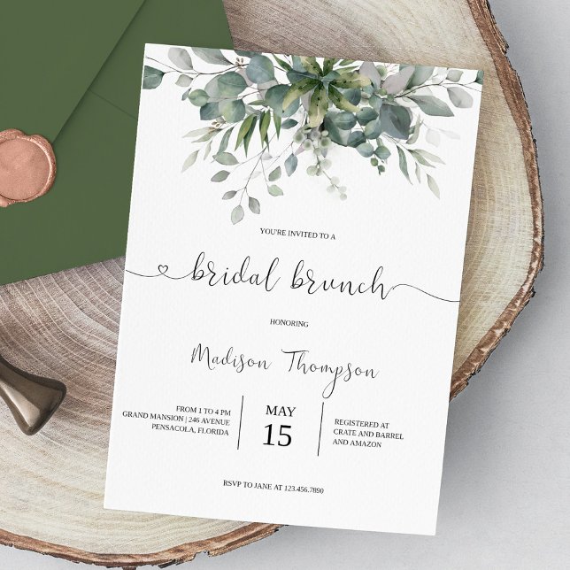 Eucalyptus Greenery Bridal Brunch Invitation (Creator Uploaded)