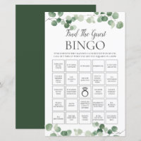 Eucalyptus Greenery Bridal Find the Guest Bingo