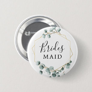 Eucalyptus Greenery Bridal Party Button Bridesmaid