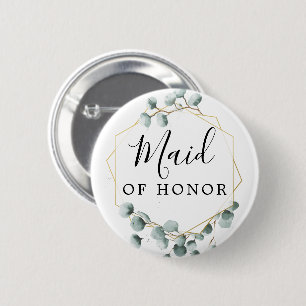 Eucalyptus Greenery Bridal Party Button - Maid
