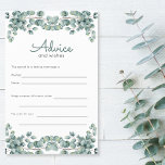 Eucalyptus Greenery Bridal Shower Advice<br><div class="desc">The bride-to-be will love reading the advice from the other women who attend the bridal shower. Pass these advice cards out at the shower and the attendees will share their words of wisdom. In a pretty green and white with sprays of eucalyptus leaves at the top and bottom.</div>