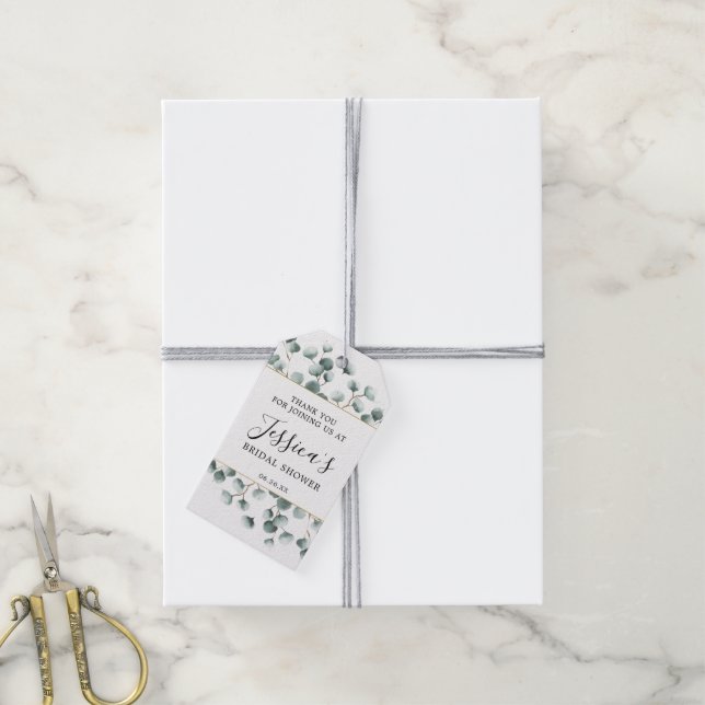 Eucalyptus Greenery Bridal Shower Favour Tag (With Twine)