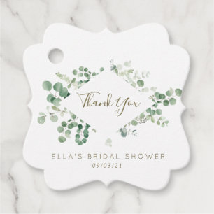 eucalyptus greenery  bridal shower favour tags