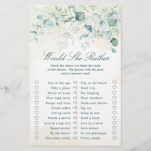 Eucalyptus Greenery Bridal Shower Game