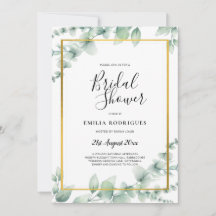 Eucalyptus Greenery BRIDAL SHOWER GOLD QR CODE