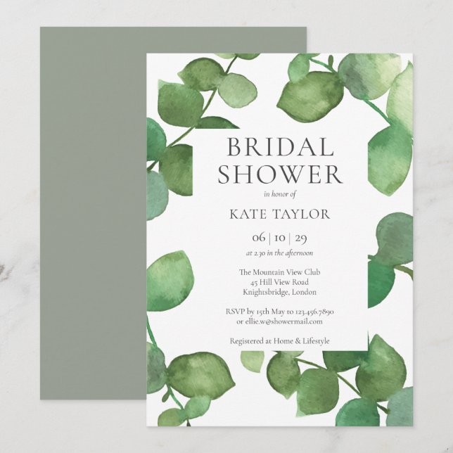 Eucalyptus Greenery Bridal Shower Invitation (Front/Back)