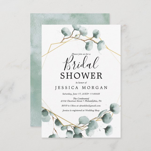 Eucalyptus Greenery Bridal Shower Invitation Card (Front/Back)