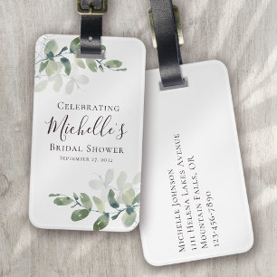 Eucalyptus Greenery Bridal Shower Luggage Tag