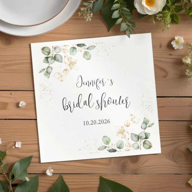 Eucalyptus Greenery Bridal Shower Napkins (Creator Uploaded)