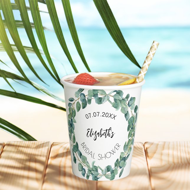 Eucalyptus greenery Bridal Shower Paper Cups (Creator Uploaded)