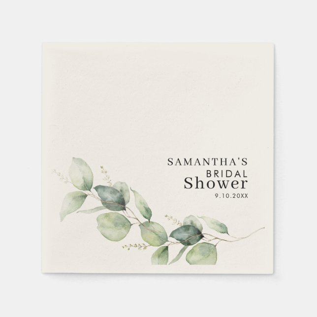 Eucalyptus Greenery Bridal Shower Paper Napkin (Front)
