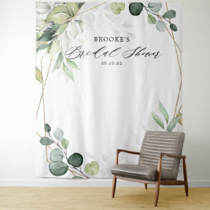 Eucalyptus Greenery Bridal Shower Photo Backdrop  Tapestry