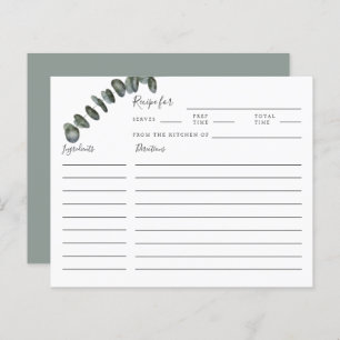 Eucalyptus Greenery Bridal Shower Recipe Card