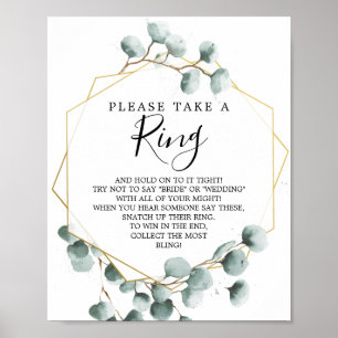 Eucalyptus Greenery Bridal Shower Ring Game Poster
