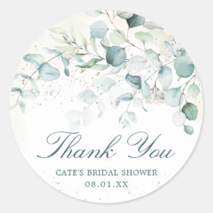 Eucalyptus Greenery Bridal Shower Thank You Classic Round Sticker
