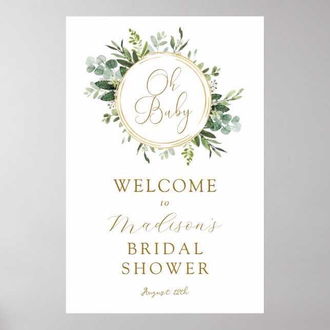 Eucalyptus Greenery Bridal Shower Welcome Poster (Front)