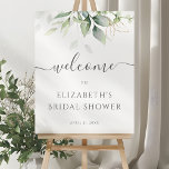 Eucalyptus Greenery Bridal Shower Welcome Sign<br><div class="desc">Beautiful bridal shower welcome sign featuring watercolor eucalyptus and gold leaves.</div>