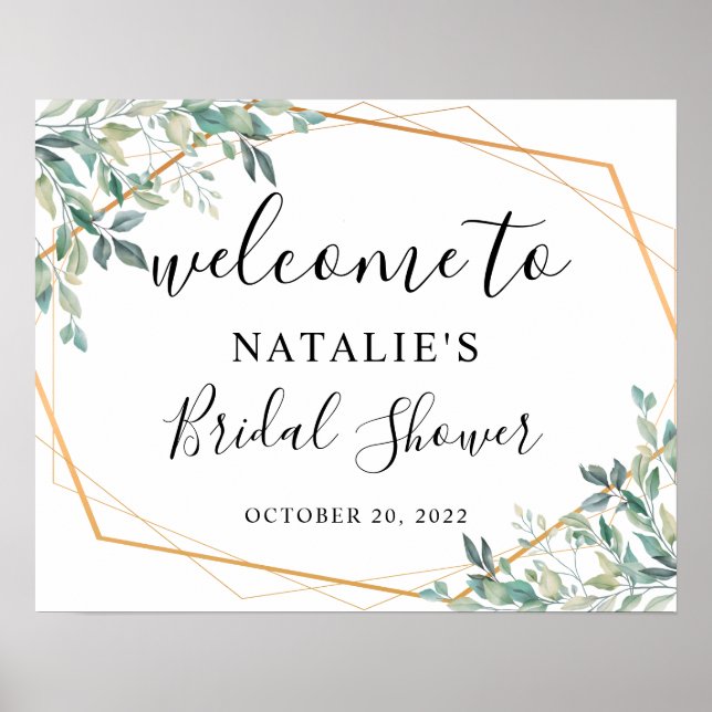 Eucalyptus Greenery Bridal Shower Welcome Sign (Front)