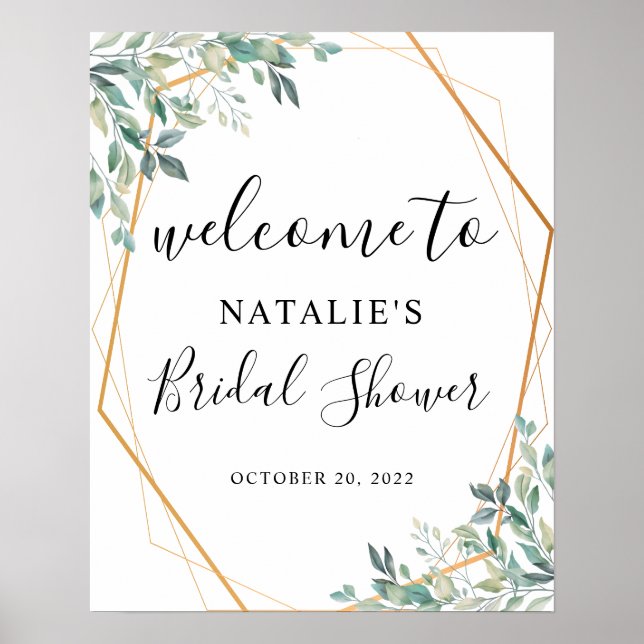 Eucalyptus Greenery Bridal Shower Welcome Sign (Front)