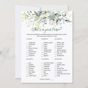 Eucalyptus Greenery Bridal What's in Your Purse Invitation