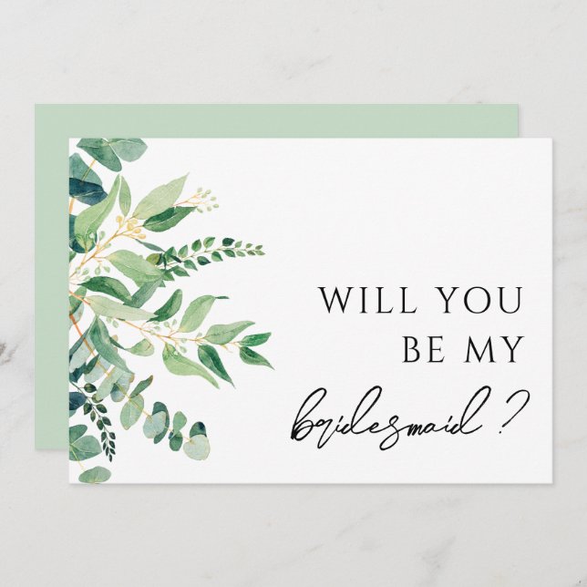 Eucalyptus Greenery Bridesmaid Proposal Card (Front/Back)