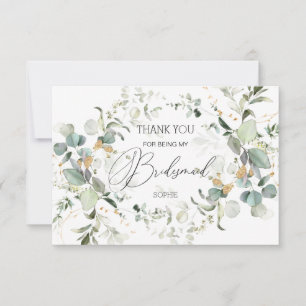 Eucalyptus Greenery Bridesmaid Thank You card