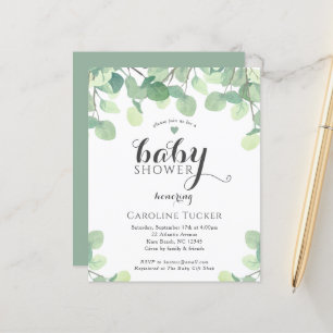 Eucalyptus Greenery Budget Baby Shower Invitation