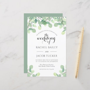 Eucalyptus Greenery Budget Wedding Invitation