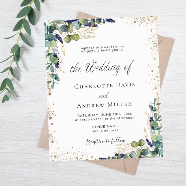 Eucalyptus greenery budget wedding invitation (Creator Uploaded)