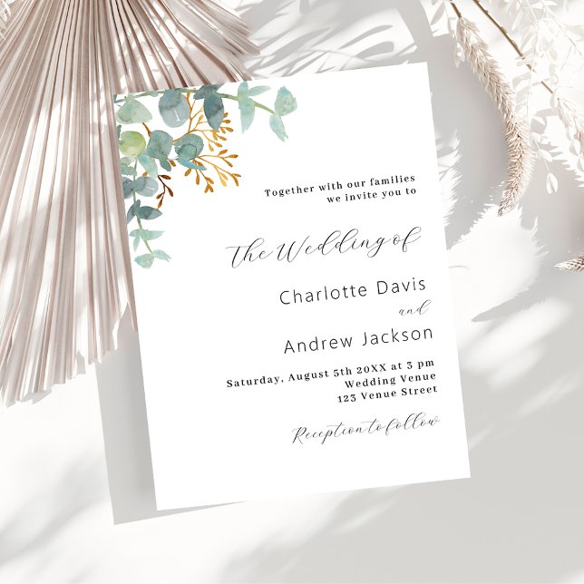Eucalyptus greenery budget wedding invitation (Creator Uploaded)