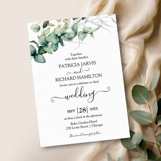 Eucalyptus Greenery Budget Wedding Invitation (Creator Uploaded)