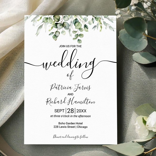 Eucalyptus Greenery Budget Wedding Invitations (Creator Uploaded)