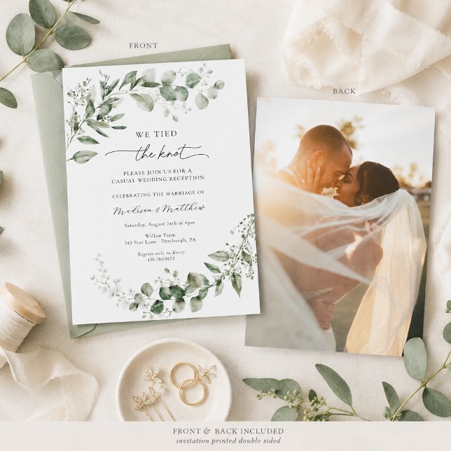 Eucalyptus Greenery Casual Wedding Reception Invitation (Creator Uploaded)