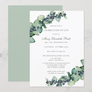 Eucalyptus Greenery Celebration of Life Invitation