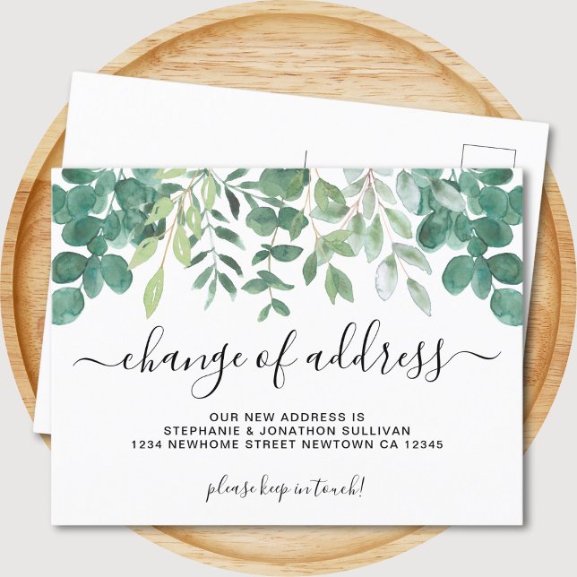 Eucalyptus Greenery Change of Address Announcement Postcard (Creator Uploaded)