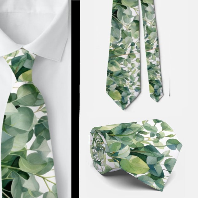 Eucalyptus Greenery Classic Formal Floral Neck Tie (Creator Uploaded)