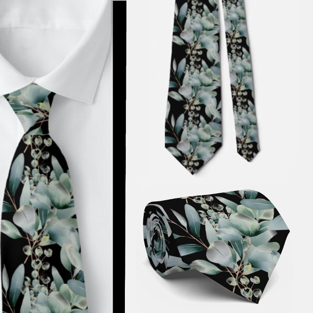Eucalyptus Greenery Classic Formal Floral Neck Tie (Creator Uploaded)