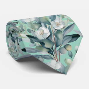 Eucalyptus Greenery Classic Formal Floral Neck Tie
