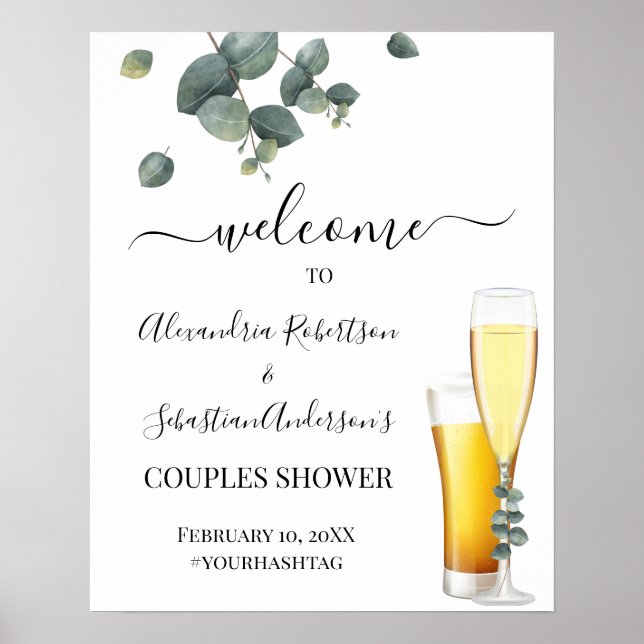 Eucalyptus Greenery Couples Wedding Welcome Sign (Front)