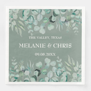 Eucalyptus Greenery Custom Boho Rustic Wedding Napkin