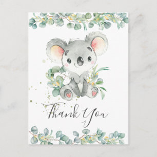 Eucalyptus Greenery Cute Koala Birthday Thank You Postcard