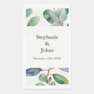 Eucalyptus Greenery Dusty Blue Art Elegant Wedding Napkin