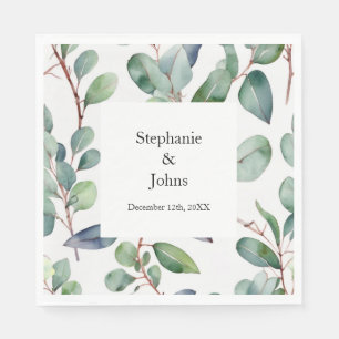 Eucalyptus Greenery Dusty Blue Art Simple Wedding Napkin