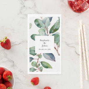 Eucalyptus Greenery Dusty Blue Trendy Wedding Napkin