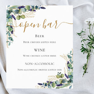 Eucalyptus greenery elegant bar menu