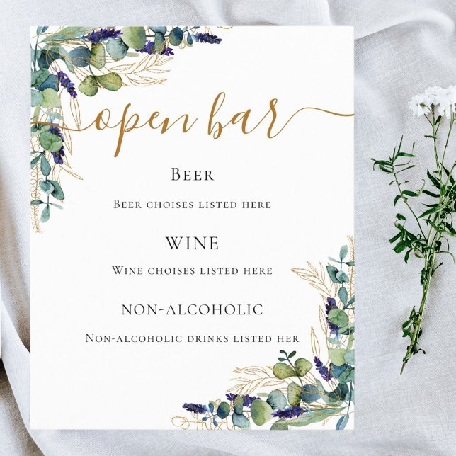 Eucalyptus greenery elegant bar menu (Creator Uploaded)