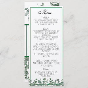 Eucalyptus Greenery Elegant Botanical Boho Menu