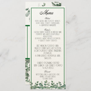 Eucalyptus Greenery Elegant Botanical Boho Menu